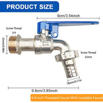HASTHIP Water Faucet for Outdoor Spigots featuring 1/2 in Thread and Lockable Zinc Alloy Design
