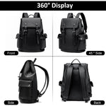 HASTHIP® Leather Backpack for Men Black Laptop Computer Backpack Large Capacity Business Ladies Retro Leisure Travel Backpack
