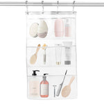 HASTHIP Mesh Shower Caddy Organizer with 6 Pockets and Metal Hooks featuring Quick Drying Mesh | White Bathroom Storage