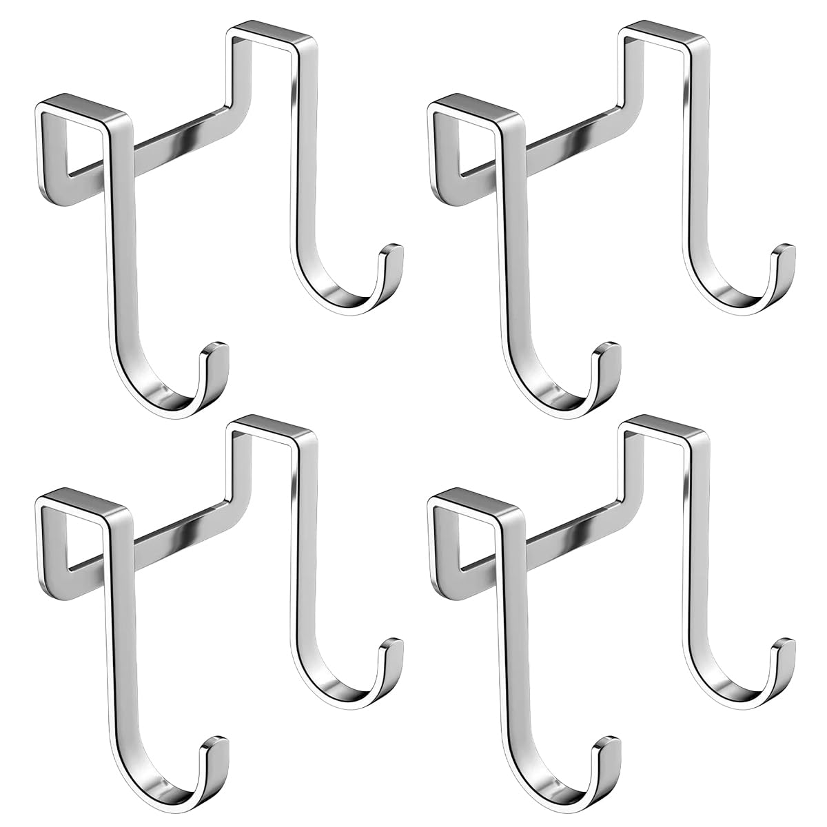 HASTHIP Door Hooks for Over Door Storage featuring Twin Hooks and Stainless Steel Organizer | 4Pcs No Drill Design