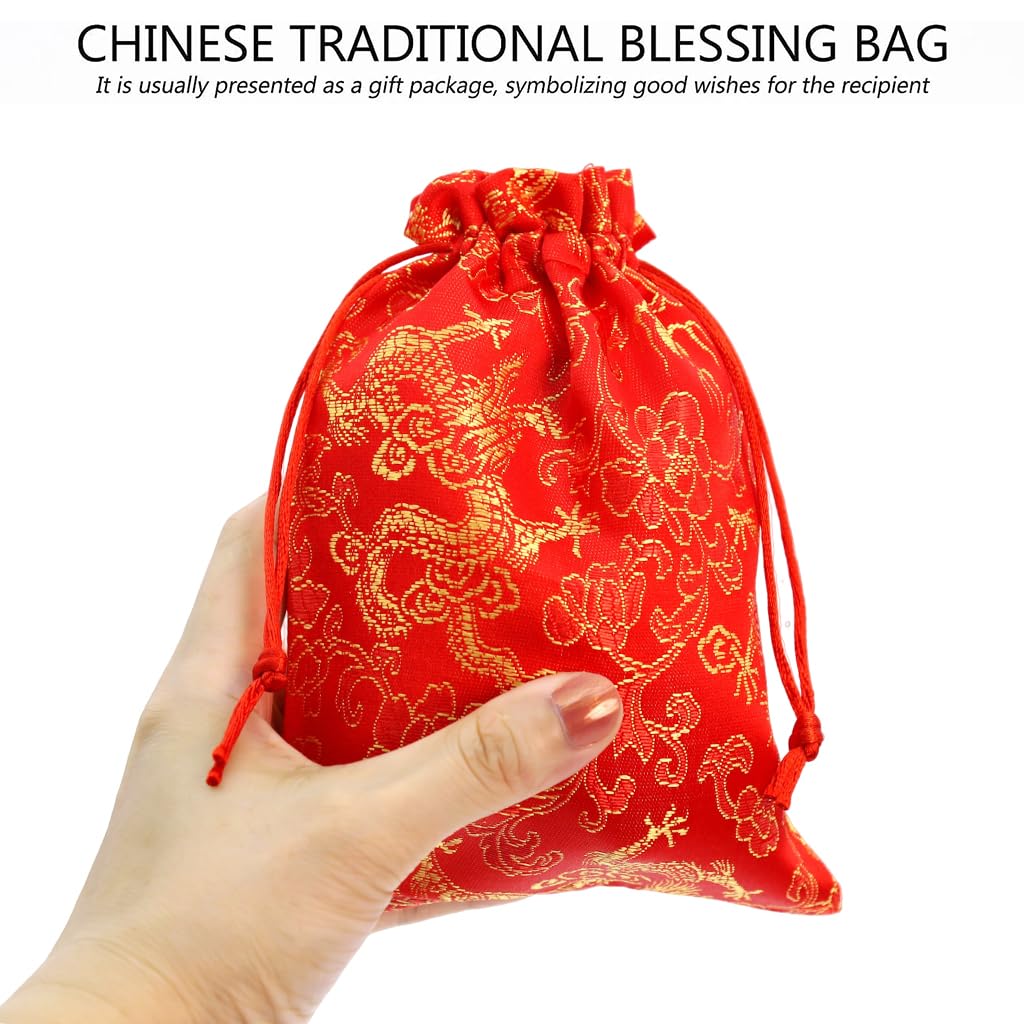 HASTHIP Drawstring Bag Pouches for Gift Packaging featuring Secure Closure | 20pcs Red Satin 7.08×5.1 in