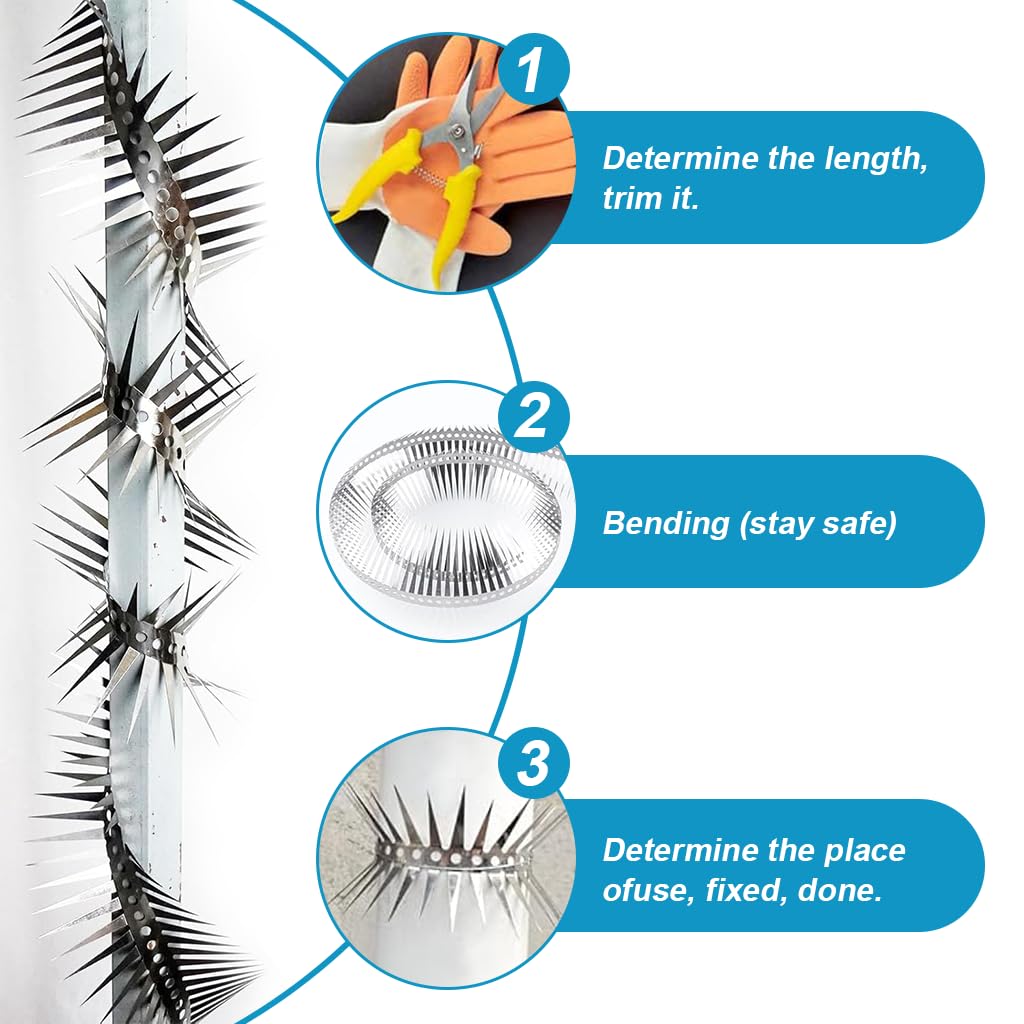 HASTHIP Anti Bird Spike Strips for Pigeons and Cats with Dual Row Design 0.5 m Stainless Steel | Easy Installation