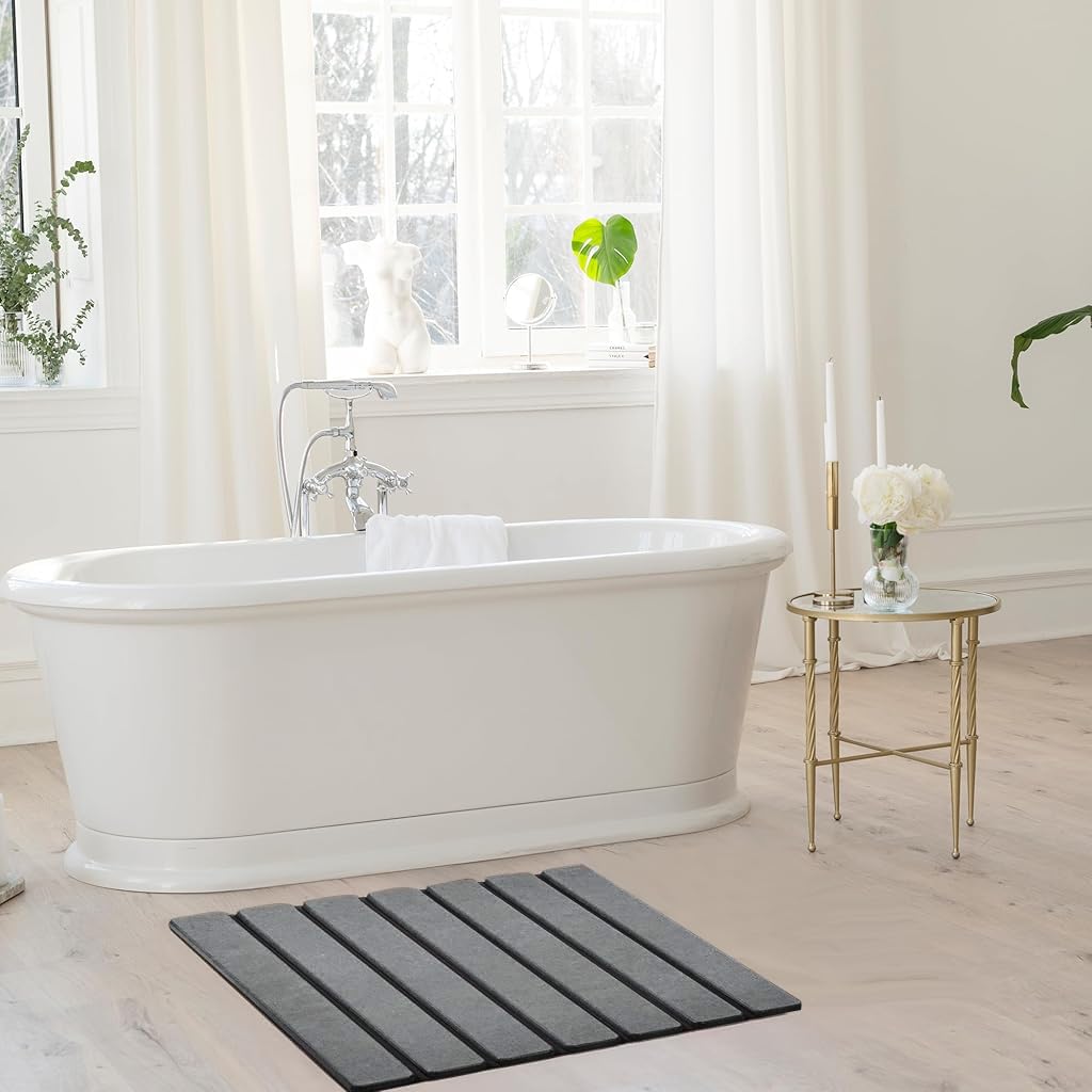 HASTHIP Foldable Stone Bathroom Mat for Kitchens and Entryways featuring Non Slip Surface and 60x39cm Fast Drying Diatom Mud Design