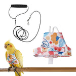 HASTHIP® Parrot Harness Floral Bird Harness, Adjustable Bird Harness Leash, 51'' Elastic Cord, Hook and Loop Closure, Non-escape Shoulder Strap, Flying Bird Clothing for Macaws Sparrow and Parakeet, L