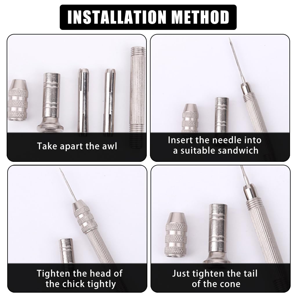 HASTHIP Needle Awl Leather Sewing Set for Shoe Repair and DIY Crafts with 14 pcs | Featuring Six Interchangeable Needles
