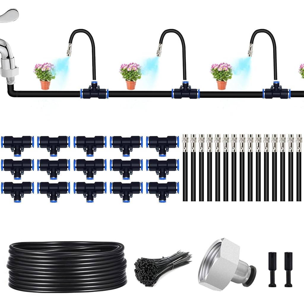 HASTHIP Automatic Garden Watering System for Plants with 15m Pipe and Tee Connector | PE Slow Drip Irrigation Kit