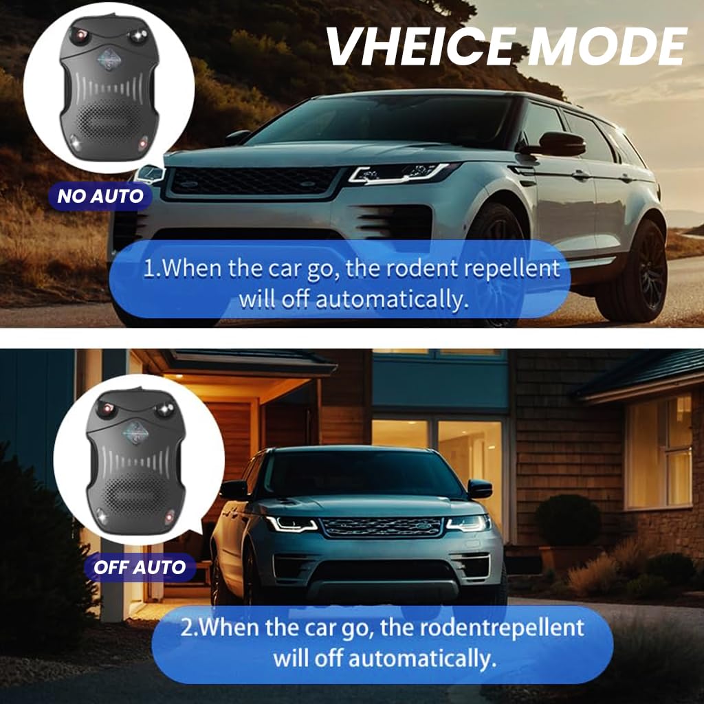 HASTHIP Car Rodent Repellent Device for Car and Home with 9–65Hz Ultrasonic Sound featuring Dual-Color Flash Light | Smart Motion Sensor Energy Saving