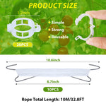 HASTHIP Plant Support Hooks Kit for Tomato Vines with Twine and Ring Clamps | 30 Pcs Metal Set