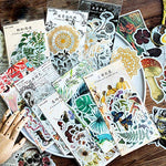HASTHIP Vintage Ephemera Pack for Scrapbooking with 60 Pcs Self Adhesive Floral Stickers | Card and Notebook Decoration