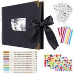 HASTHIP DIY Scrapbook Photo Album Kit for Weddings and Anniversaries with Ribbon Closure 80 Pages Black | Perfect Memory Gift