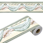 HASTHIP® Wall Border Sticker - 3.9''×29.5 Ft Self-Adhesive Floral Trim PVC Frame Sticker, Kitchen Bathroom Waterproof Wallpaper Border Self Adhesive Tiles Sticker for Room Decor, Cupboard (Green)