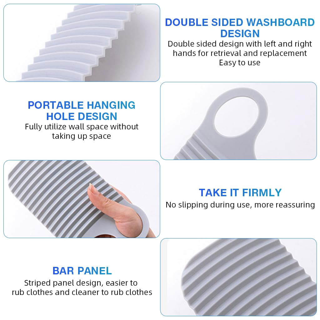 HASTHIP Mini Washboards for Baby Clothes and Makeup Brushes featuring Corrugated Rubber 9.5x18.5cm