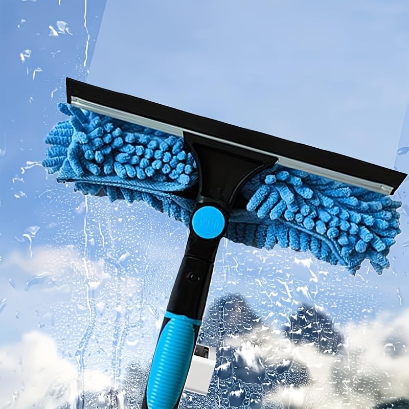 HASTHIP Window Cleaner Kit with 20 ft Reach Extension Pole and 2 in 1 Rotatable Squeegee | Blue