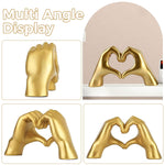 HASTHIP Love Hands Statue for Home Decor with Golden Resin Finish 13.8x7.8cm | Romantic Gift