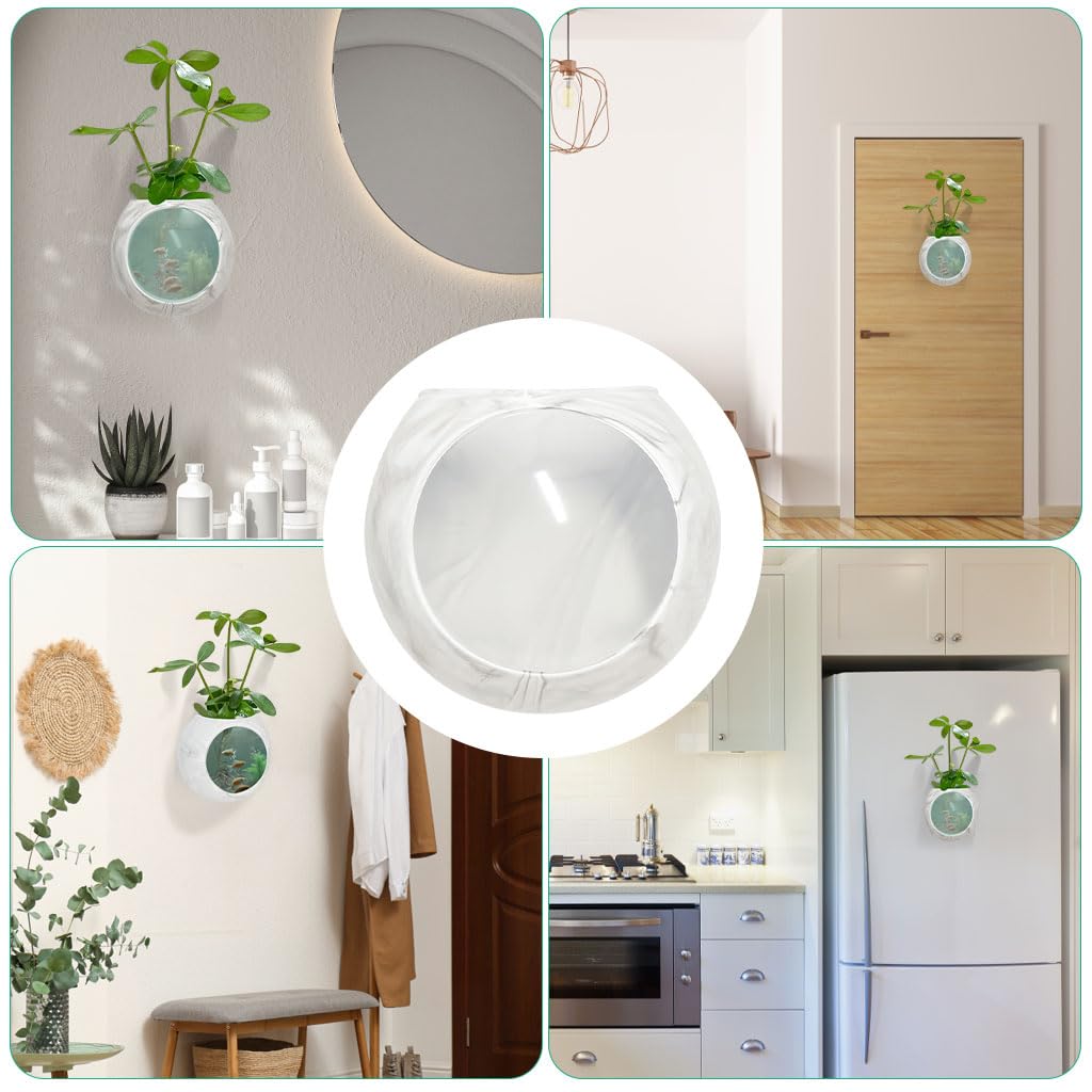 HASTHIP Wall Hydroponic Planter for Home Decor with No Drill Mount and 4.72 in Silicone Pot | Soil Free Indoor Plant Growing Jar