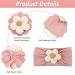HASTHIP® Diademas para Bebé Niña Set 3 Piezas, Cintas Elásticas Suaves con Lazo y Flor, Bandas de Moda para Recién Nacidos 0-6 Años, Accesorio Tierno, Regalo Ideal Baby Shower y Cumpleaños