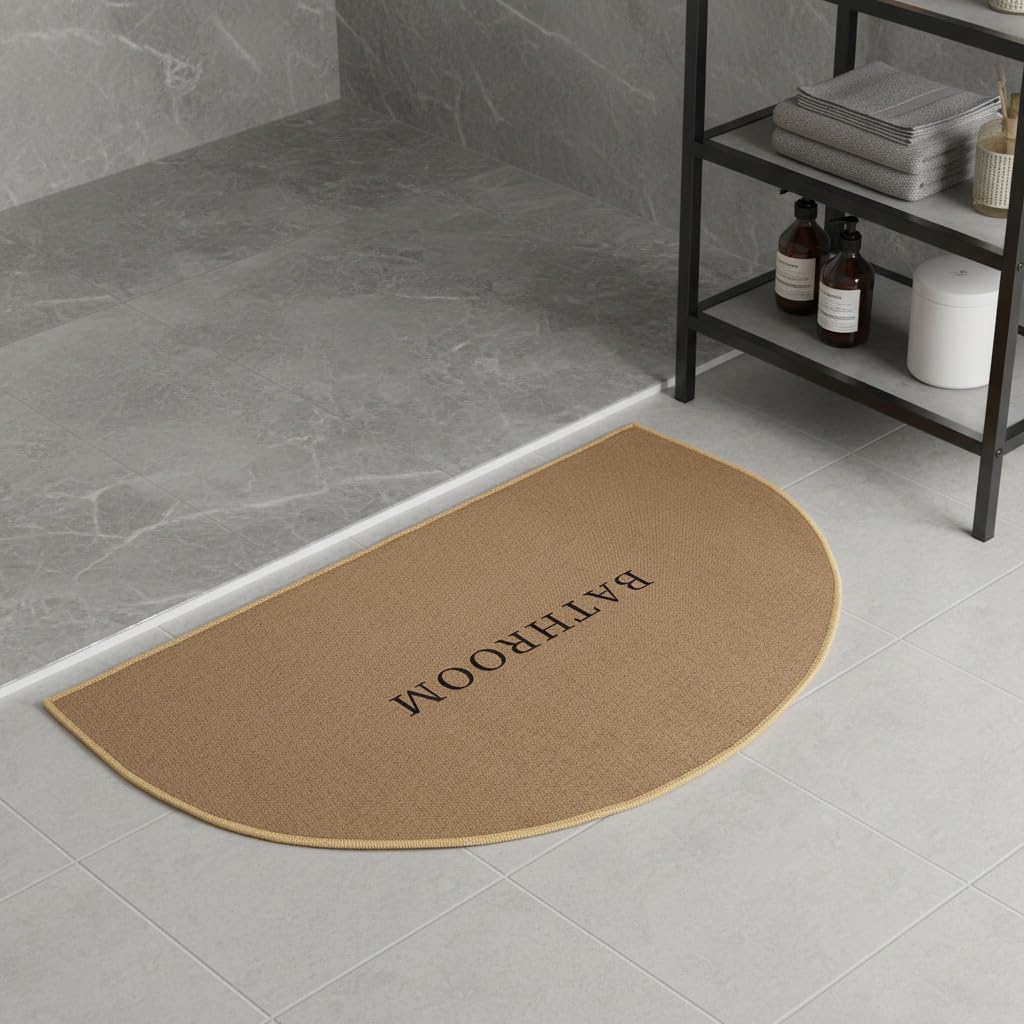HASTHIP® Modern Semicircular Door Mat 50x80cm, Low-Profile Woven Indoor Doormat Non-Slip Entryway Rug Minimalist Home Mat for Front Door, Bathroom & Kitchen