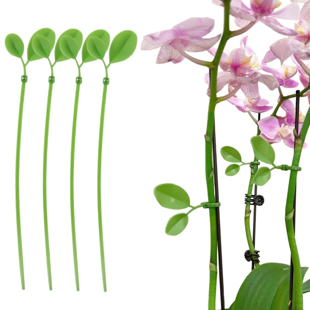 HASTHIP Plant Ties for Climbing Roses and Indoor Plants featuring 20pcs 20cm Nylon Clips with Leaf Charms
