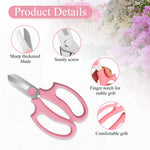 HASTHIP Flower Scissors for Gardening and Floral Arrangement with Stainless Blades and Pink Handle