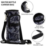 Water Bottle Carrier Bag with Pocket for Stanley 40 OZ Tumbler with Adjustable Shoulder Strap, Sports Water Bottle Accessories Accessories for Hiking Travelling Camping, Black