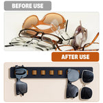 HASTHIP Wall Mounted Sunglasses Organizer for Bedroom with 9 PU Loops and Wooden Rack | No Drill Eyewear Display