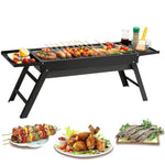 HASTHIP® 60cm Portable and Foldable BBQ Grill Set for Home with Condiment Table, Charcoal BBQ Grill Set for Picnic, Outdoor Camping, Travelling, Backyard