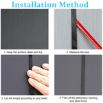 16.4ft Black Metal Trim Wall Strip, 201 Stainless Steel Self Adhesive Peel and Stick Wall Trim Metalized Mirror-Like Finish for Wall Ceiling Floor Cabinet Tile Edge Moulding (Black)
