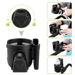 HASTHIP® Stroller Cup Holder with Phone Holder, 2-in-1 Cup Stroller for Bike Universal Strollers, Bike, Wheelchair, Walker, Scooter - Black