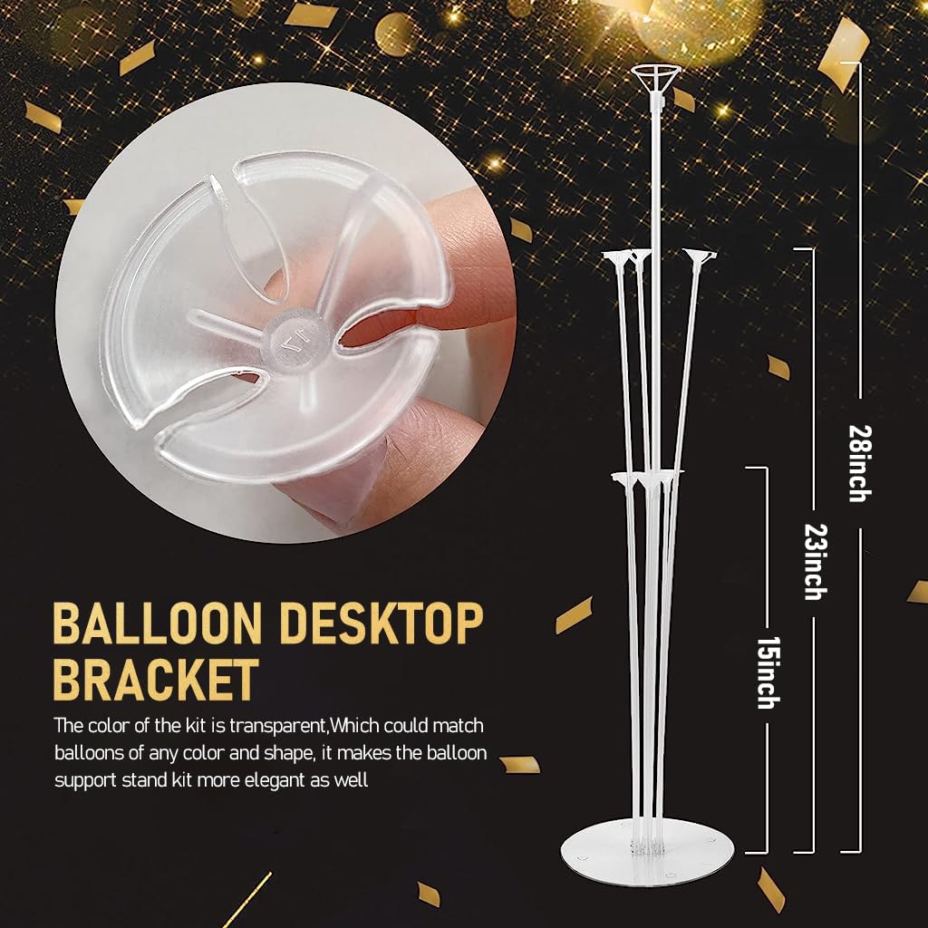 HASTHIP Balloon Stand Set for Table Decorations featuring 6PCS Bases and 42 Sticks | Includes Dot Stickers