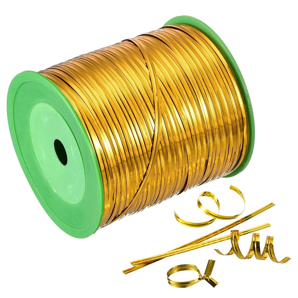 HASTHIP Metallic Twist Tie for Food Packaging and Crafts featuring 360m Roll | Golden Foil Wire
