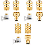 HASTHIP Tap Connector Set for Garden Hose with 12PCS 1/2 and 3/4 Inch Brass Adapters | Quick Connect Fittings