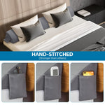 HASTHIP Headboard Cushion for Bed with Side Phone Pocket 39 x 10 x 6 in Grey Foam | Gap Cover Pillow for Comfortable Support