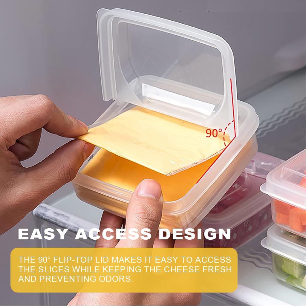 HASTHIP Cheese Storage Containers for Fridge featuring Airtight Flip‑Up Seal Lids 3.9×3.9 in | BPA‑Free Plastic 2 Pack