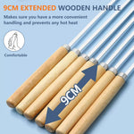 HASTHIP BBQ Skewers 25 pcs for Grilling with 12.9 in Flat Arrow Tips and 9 cm Wooden Handles | Stainless Steel Set with Storage Tube