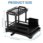 HASTHIP Kitchen Utensil Drying Rack with Double Layer Storage and Drain Pipe | 42x30x32cm Metal Organizer