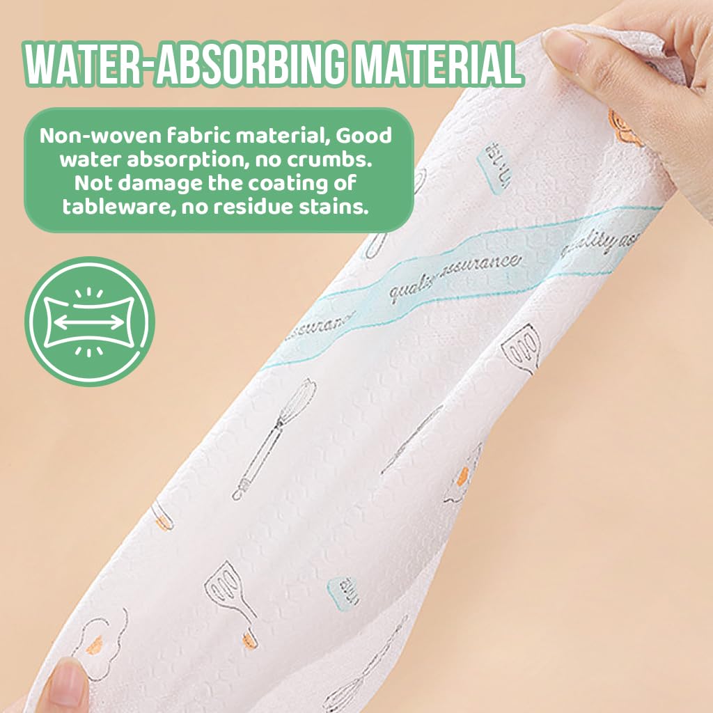 HASTHIP Reusable Kitchen Towel Roll for Cleaning with 165 Pre Cut 25x25cm Sheets | Cute Printed Design