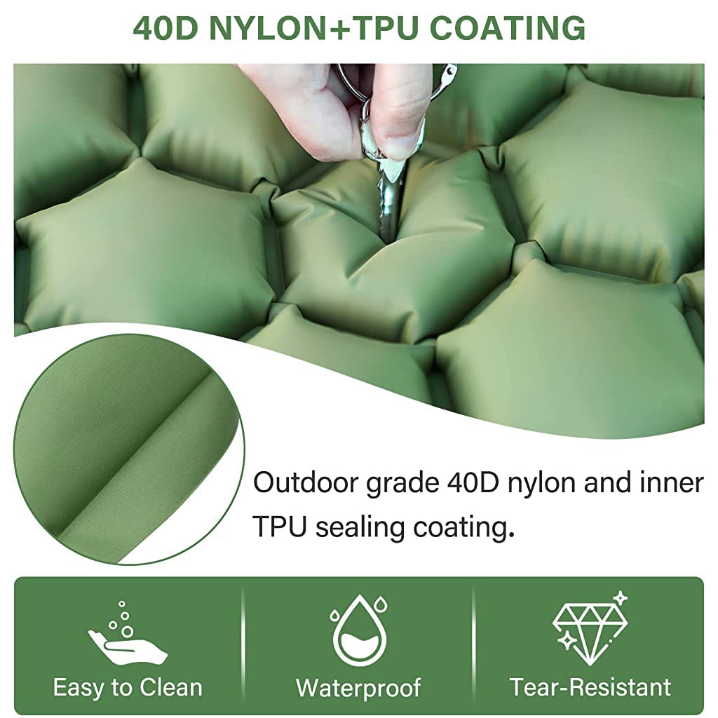 HASTHIP® Air Mattress with Pillow and Built-in Foot Pump, Portable Folding Camping Sleeping Bed Inflatable Mattress for Camping