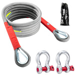 HASTHIP® 13ft -18Tons Tow Rope, Heavy Duty Towing Strap with Screw Fixed D Ring, Woven Nylon Car Toe Cable for Car