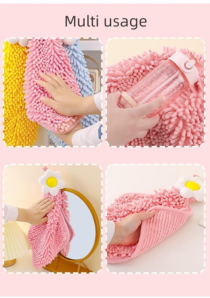 HASTHIP® 2 Pack Kitchen Hand Towels with Loop,Soft Absorbent Flower Hand Bath Towels-Multicolor