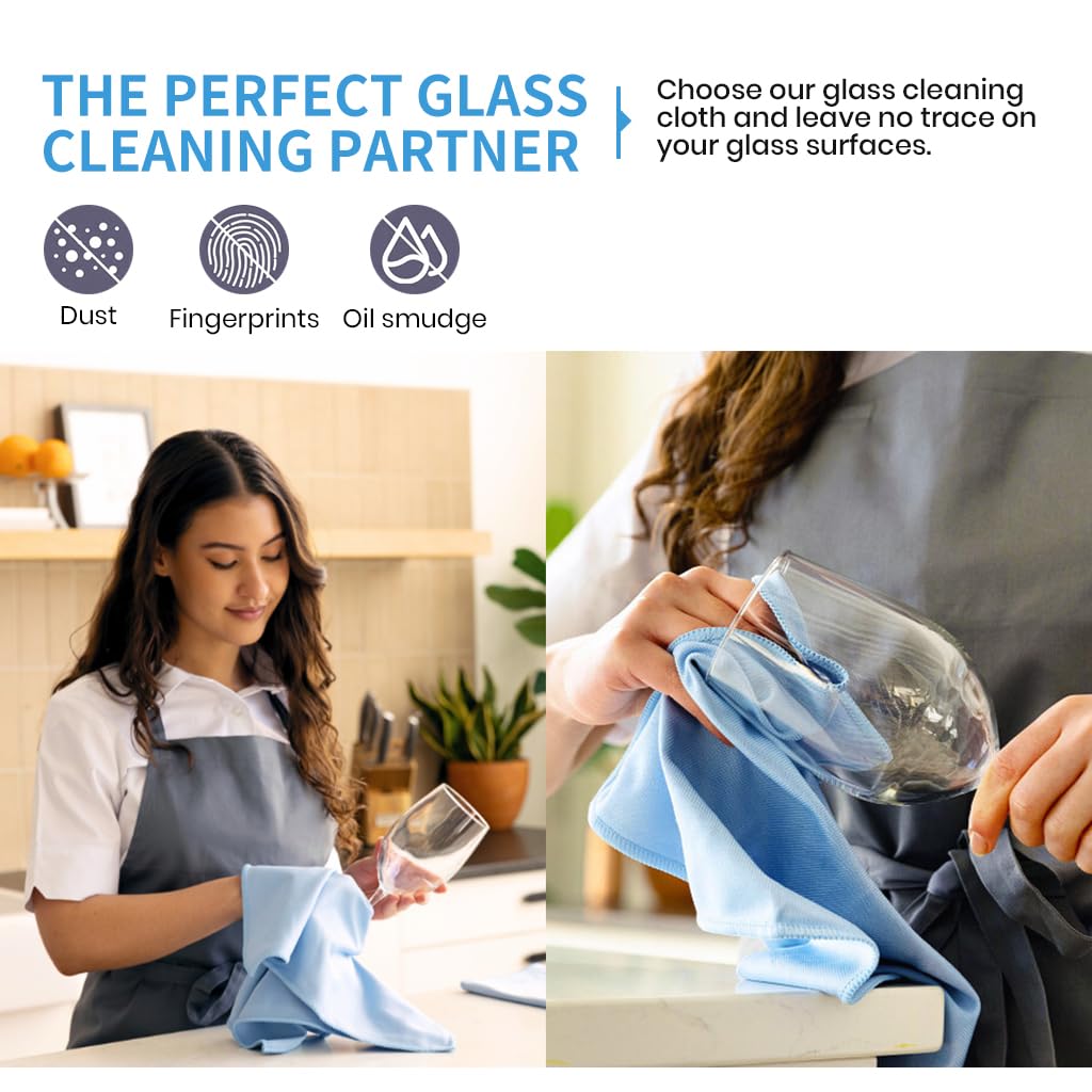 HASTHIP Microfiber Cleaning Cloths for Kitchen and Bathroom with Ultra Fine Fibers 6 Pcs 40x40cm Blue