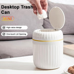 HASTHIP Small Dustbin for Desk and Bathroom featuring Press Lid and 13x16cm ABS Body | White