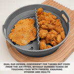 HASTHIP Silicone Air Fryer Liner 8 inch for Even Cooking with Multi Hole Divider | Food Grade Collapsible Bowl Shape