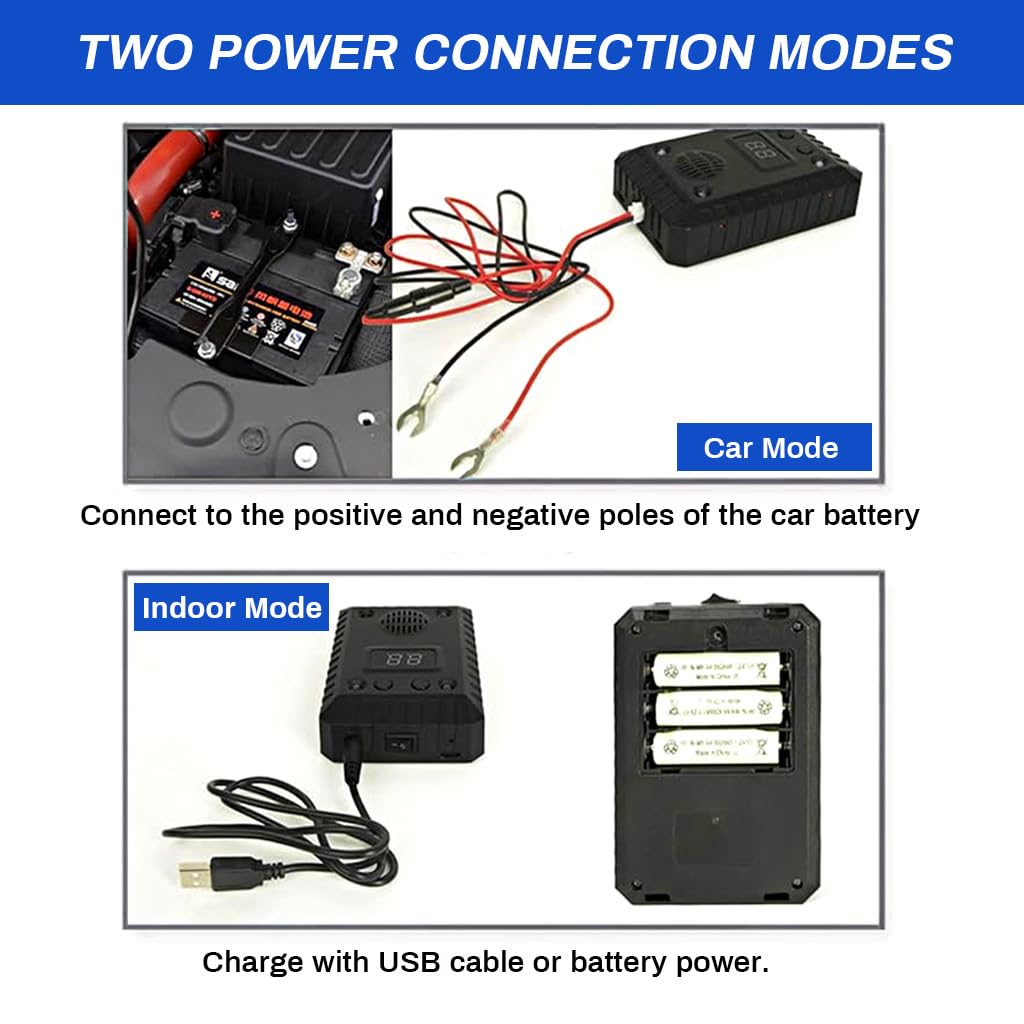 HASTHIP Ultrasonic Car Rat Repellent for Vehicles and Home with Dual Power Supply 2PCS | Featuring Flash LED Strobe and Smart Vibration Sensor