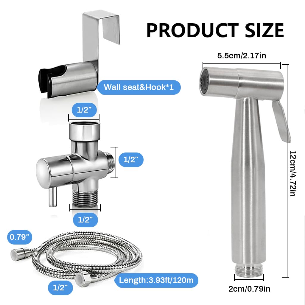 HASTHIP Toilet Sprayer for Hygiene and Cleaning with 4ft Hose | Pressurized Stainless Steel Handheld Rinser
