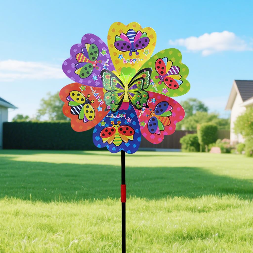 HASTHIP Garden Windmills for Outdoor Decor with 9.24 in Diameter & Butterfly Charm | PVC Construction