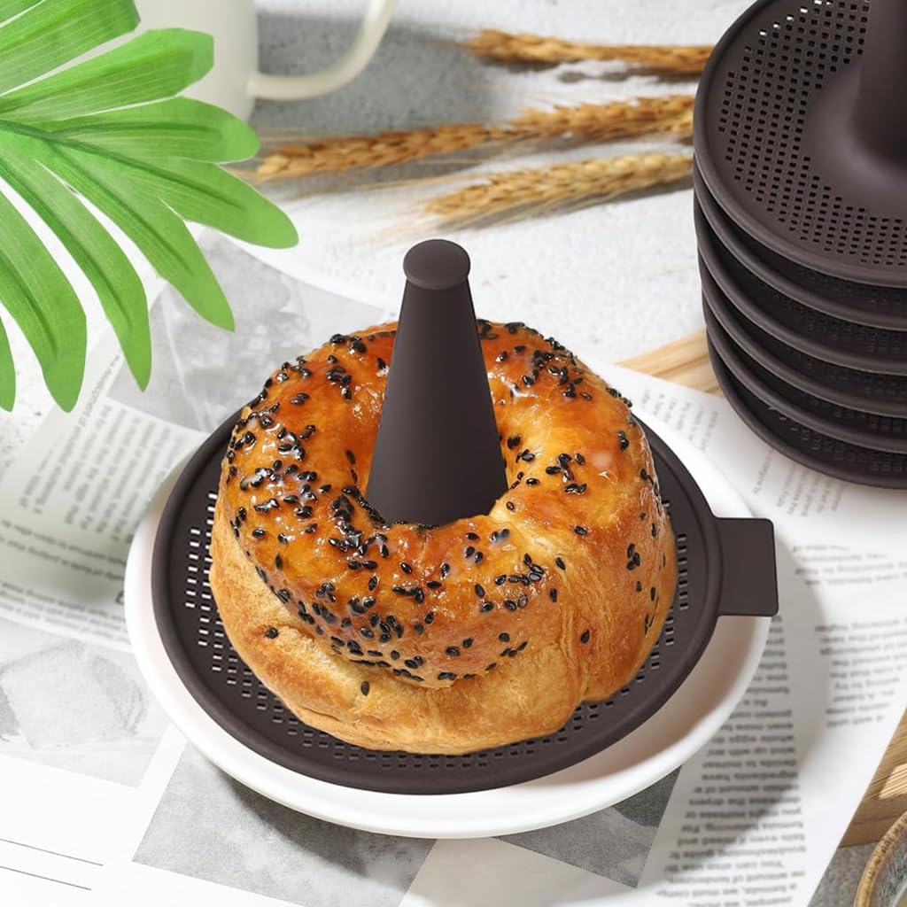 HASTHIP Donut Mold Set for Baking Bagels and Donuts featuring 6PCS 5.31 in Silicone Trays | Even Heating Design