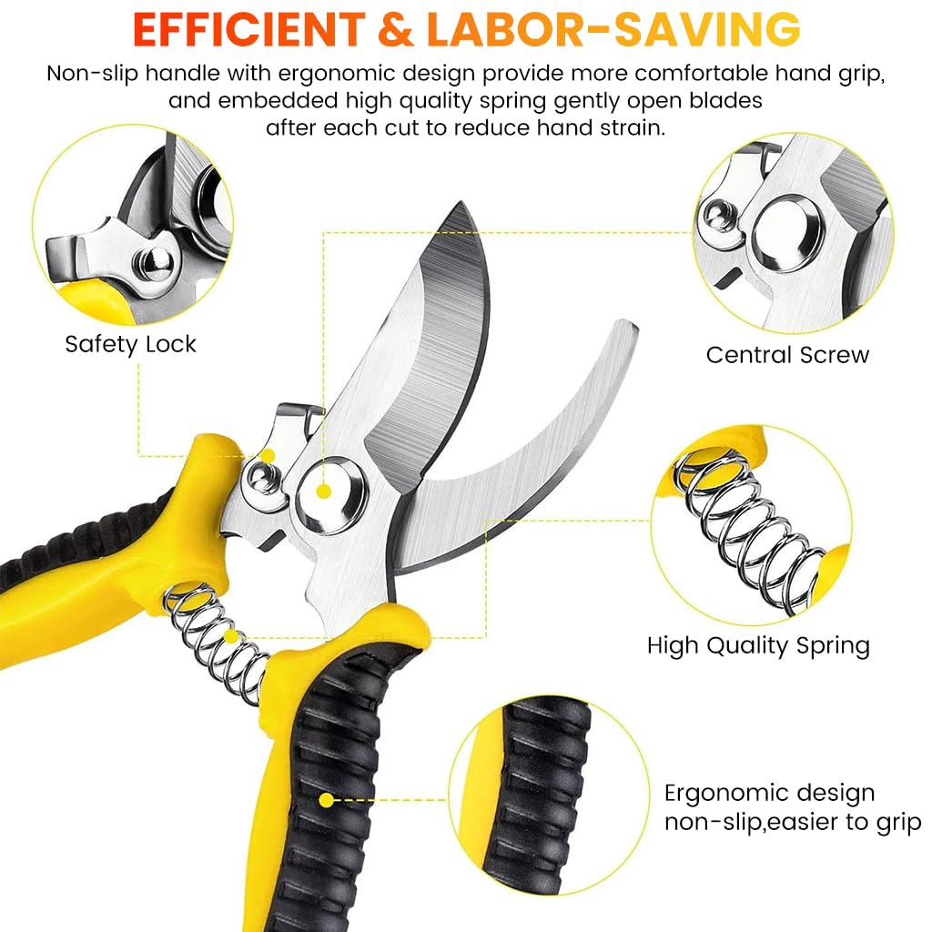 HASTHIP® Gardening Scissor 3Pcs - Thickened Stainless Steel Pruning Cutter Plants - Gardening Tools - Kit For Home Garden - Plant Cutter For Garden & Potted Plants - 20CM