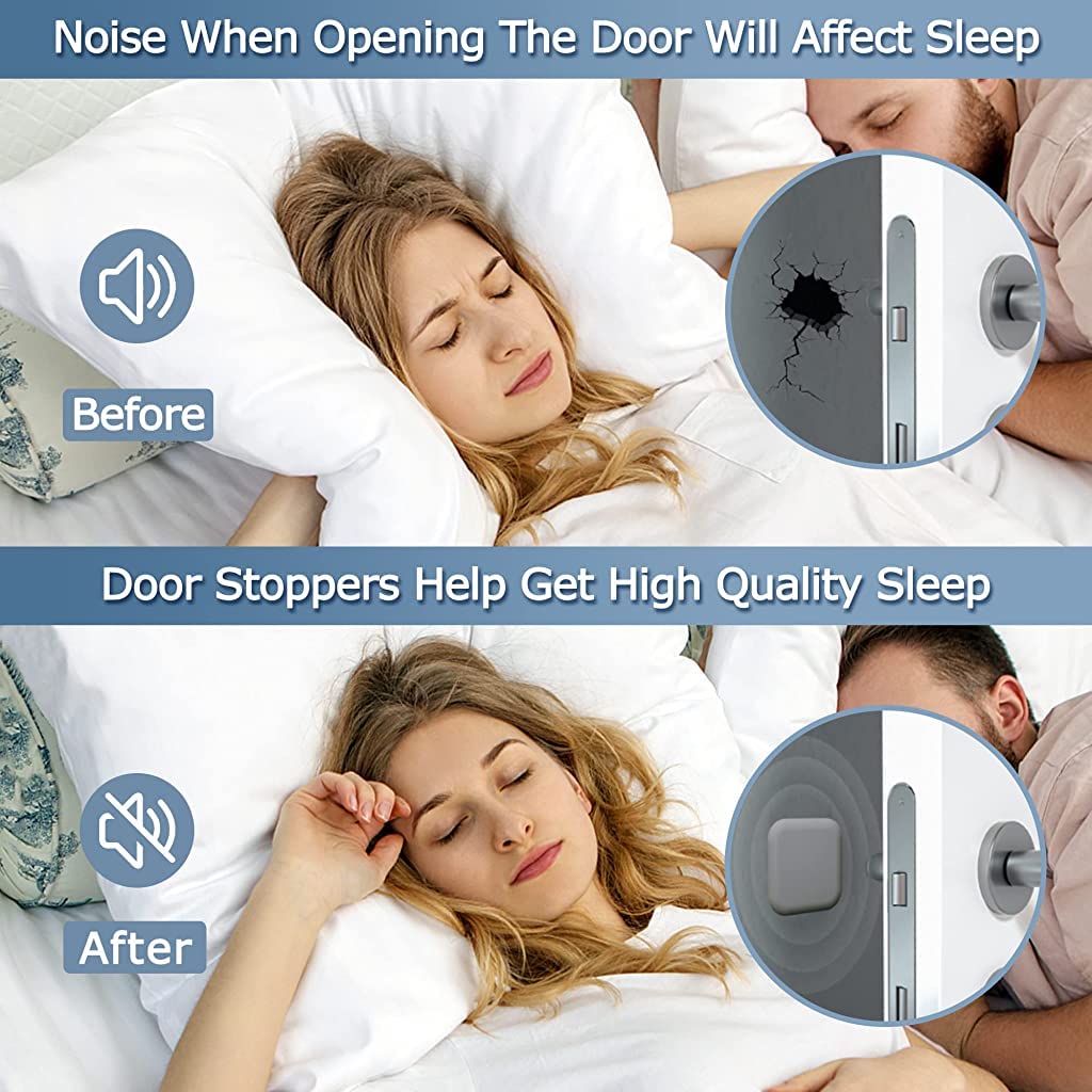 HASTHIP Door Stoppers for Wall Protection featuring 4.5×4.5cm Silicone Cushion Pads | Grey Set of 4
