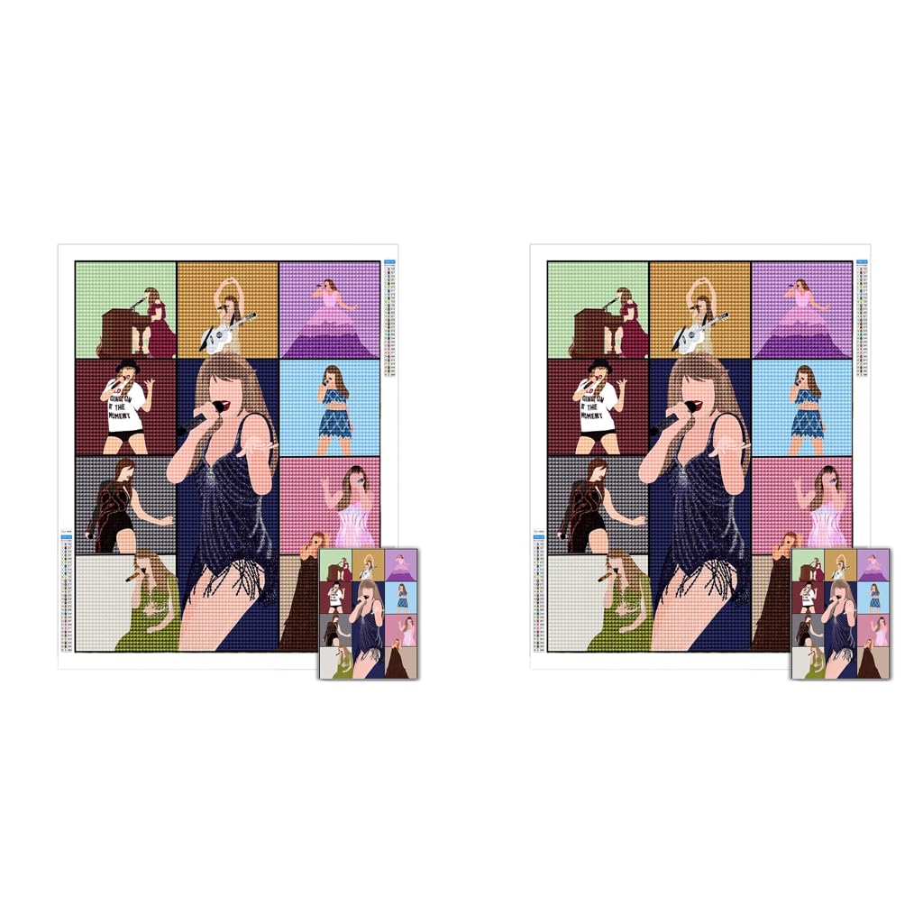 HASTHIP DIY Diamond Painting Kit for Wall Decor featuring 10 Look Outline Design 11.8x15.7 in 2PCS