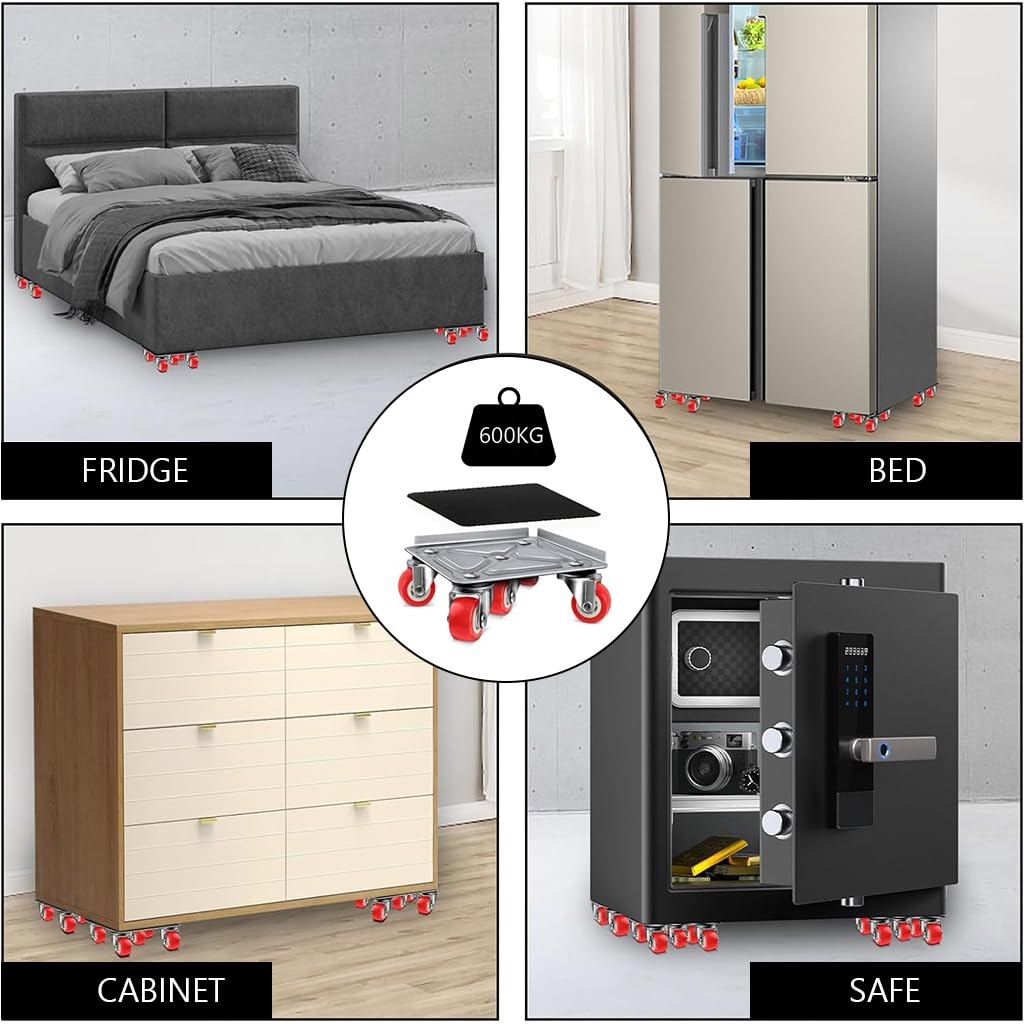 HASTHIP Furniture Lifter for Moving Heavy Furniture with 700kg Capacity and 5 Wheel Design | Carbon Steel Dolly Set